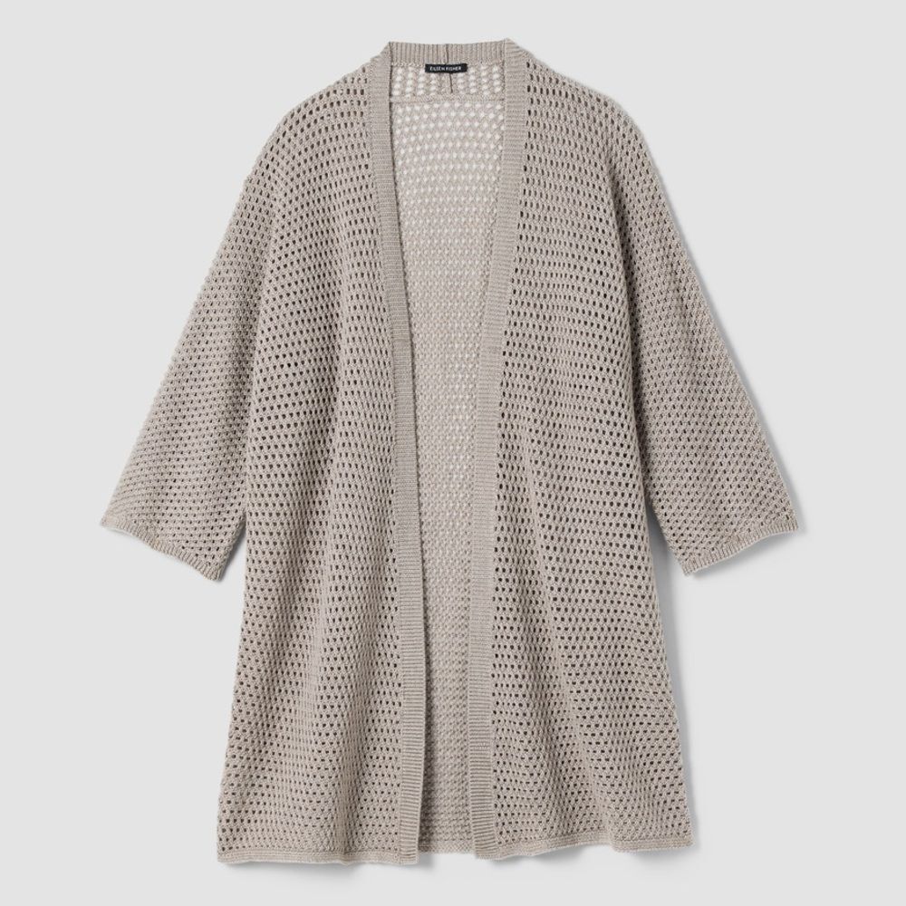 Eileen Fisher Merino High Collar Cardigan 2X Dove Excellent Condition